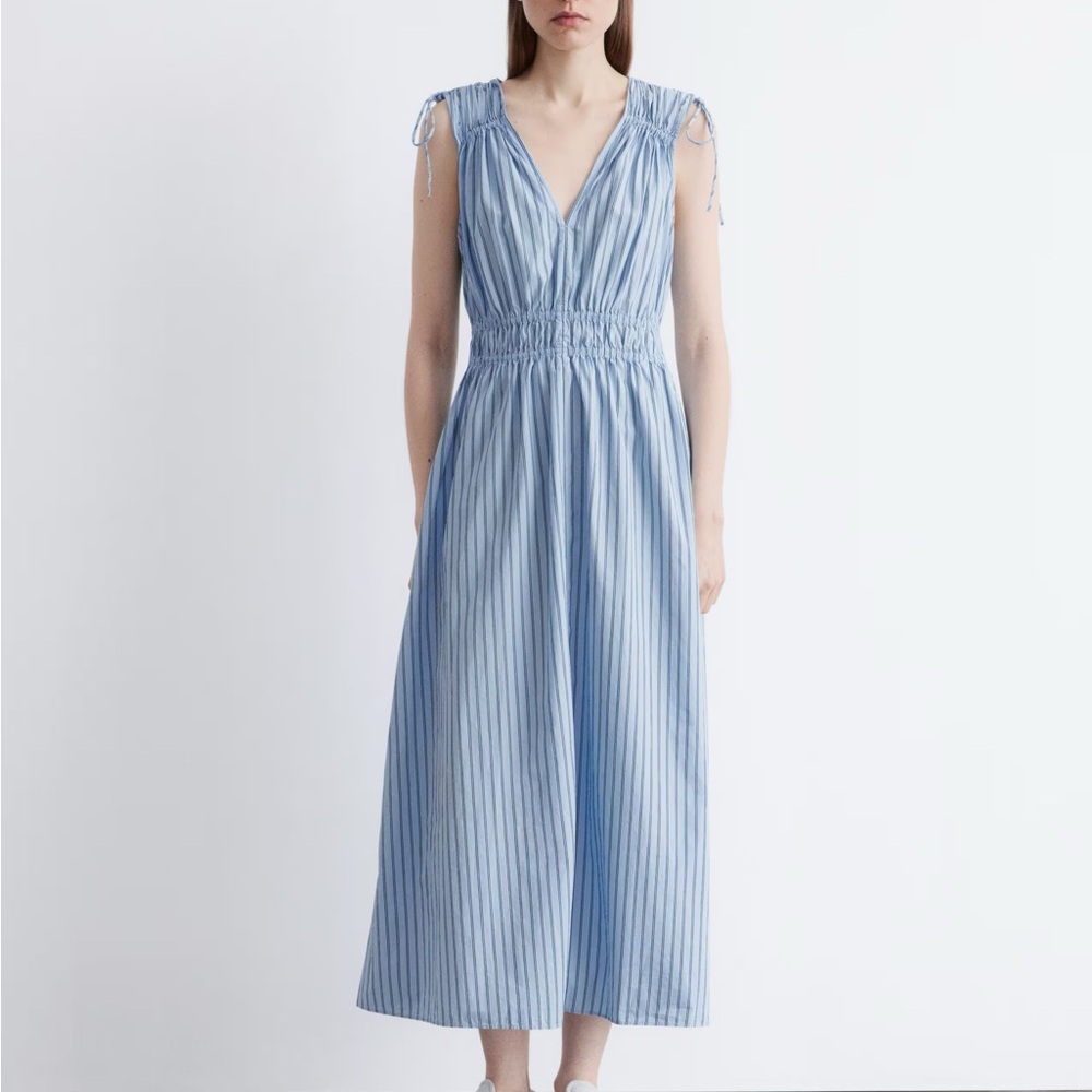 & Other Stories Striped Midi Dress with Tie Details